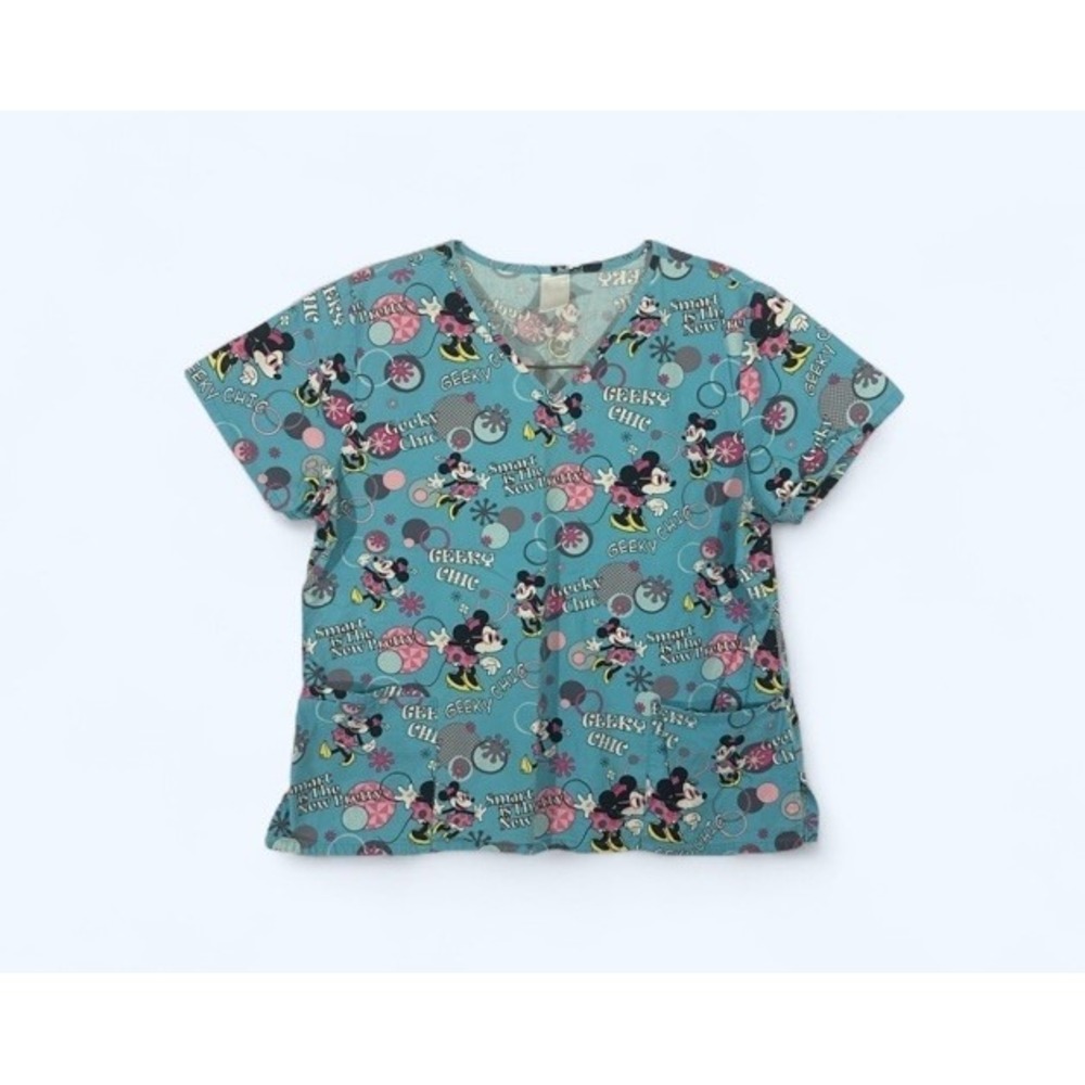 Disney Minnie Mouse Scrub Top Women's Blue XL‎